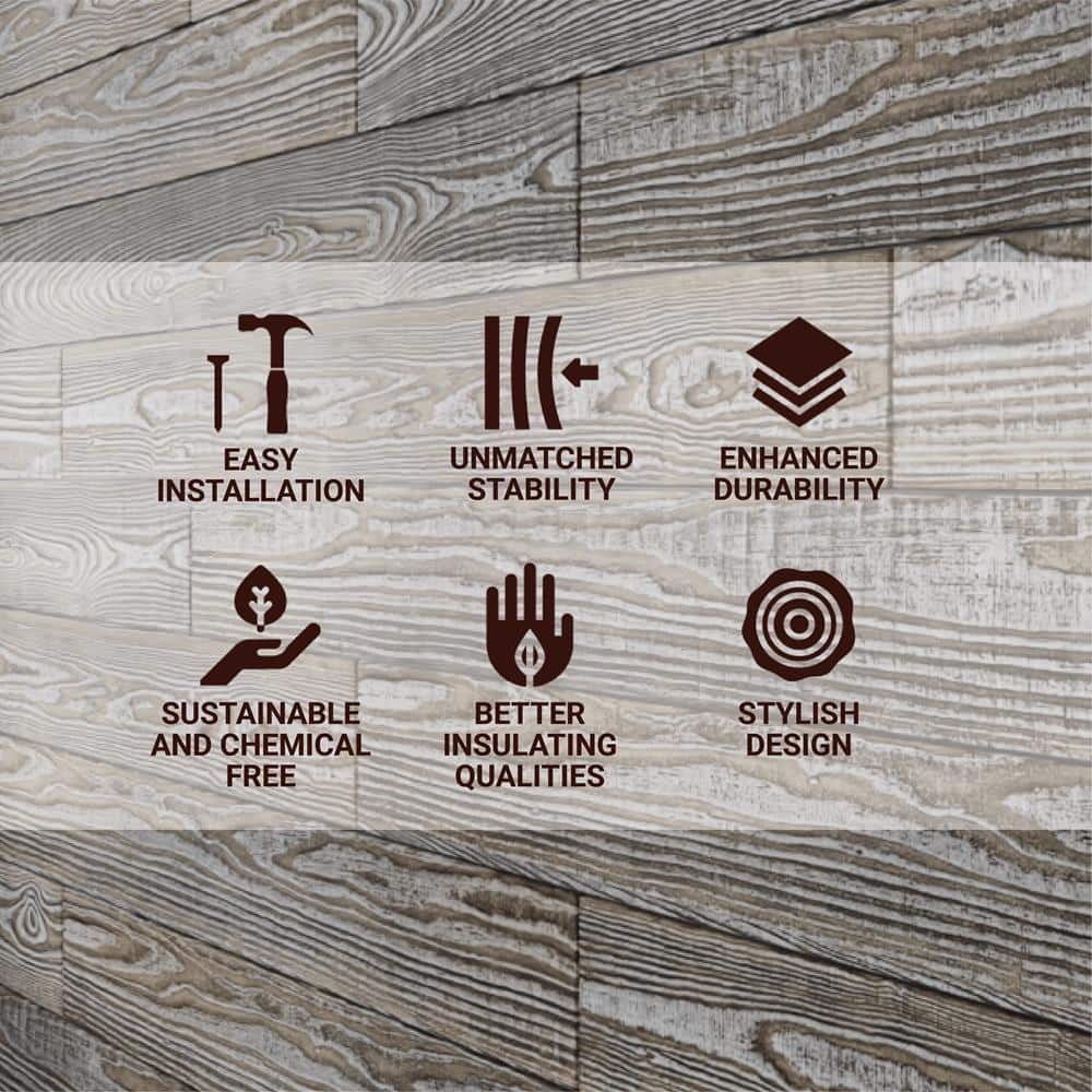 Barn Gray Premium Rustic Wood Wall Planks - 4 ft. Length (6-Pack)
