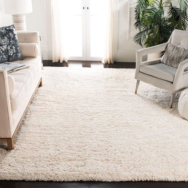 Fontana Shag Ivory 9 ft. x 12 ft. Solid Area Rug