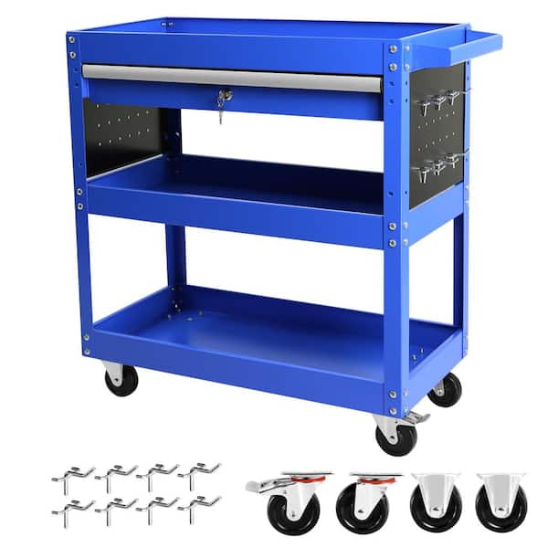 Rolling Tool Cart, Heavy Duty Industrial Storage Organizer Mechanic Service Cart w/Wheels and Locking System