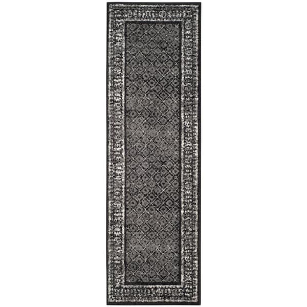 SAFAVIEH Adirondack Black/Silver 3 ft. x 10 ft. Border Geometric Runner Rug