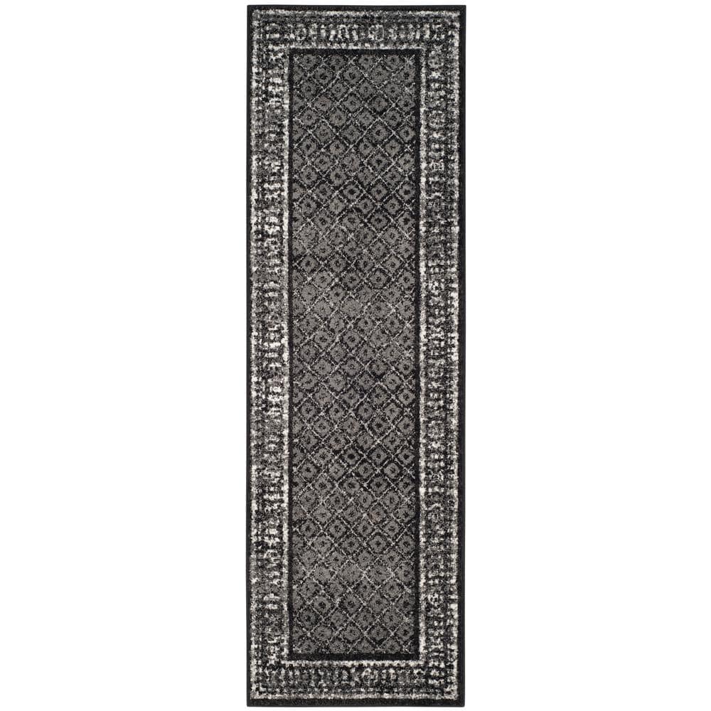 Adirondack Black/Silver 3 ft. x 16 ft. Border Runner Rug price history on PriceWatchPro