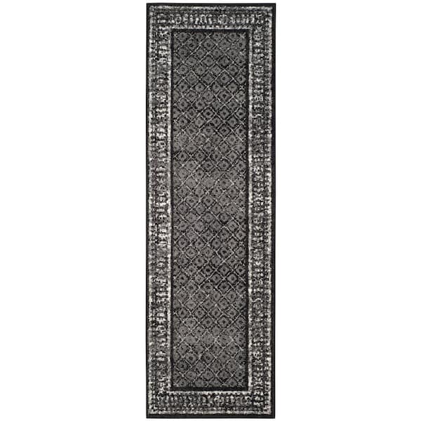 SAFAVIEH Adirondack Black/Silver 3 ft. x 20 ft. Border Runner Rug