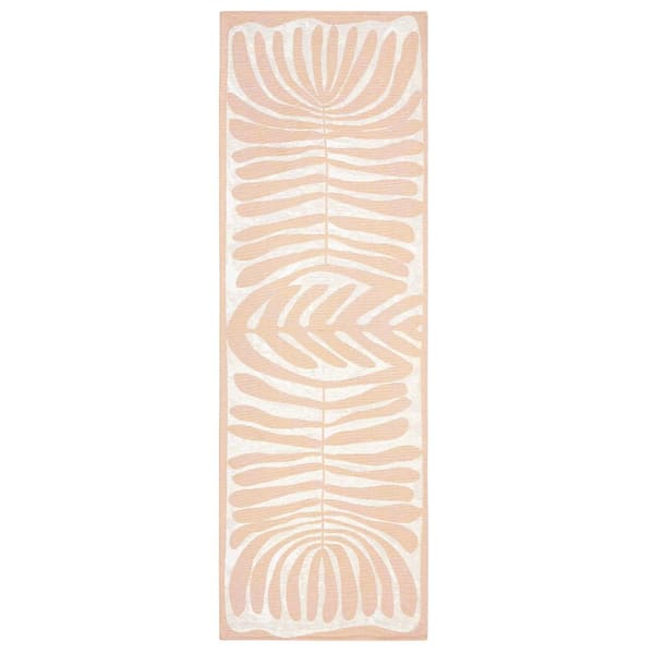 TOWN & COUNTRY LIVING Luxe Livie Matisse Cutout Taupe 24 in. x 72 in. Machine Washable Runner Kitchen Mat