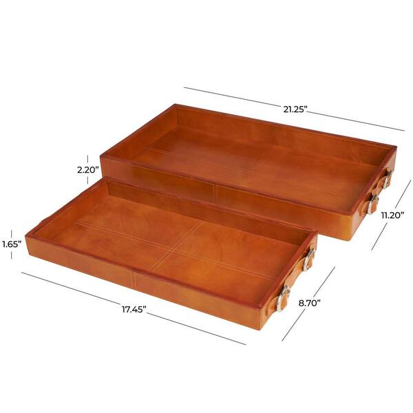 Multi Colored Mango Wood Decorative Tray with Enamel Interior (Set of 3)