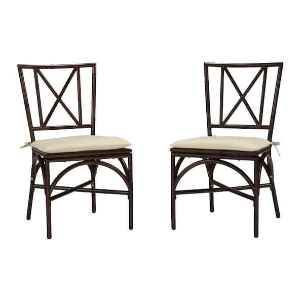 Home Styles Bimini Jim Dark Mocha Aluminum Patio Dining Chair with Cream Cushion (2-Pack)