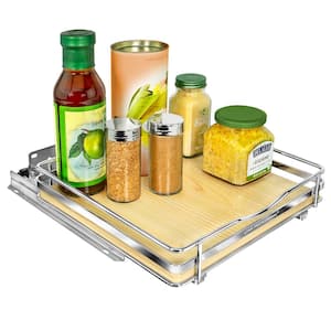 LYNK PROFESSIONAL Elite Pull Out Spice Rack Organizer for Cabinet,10-1/4 in. Wide, Wood-Chrome