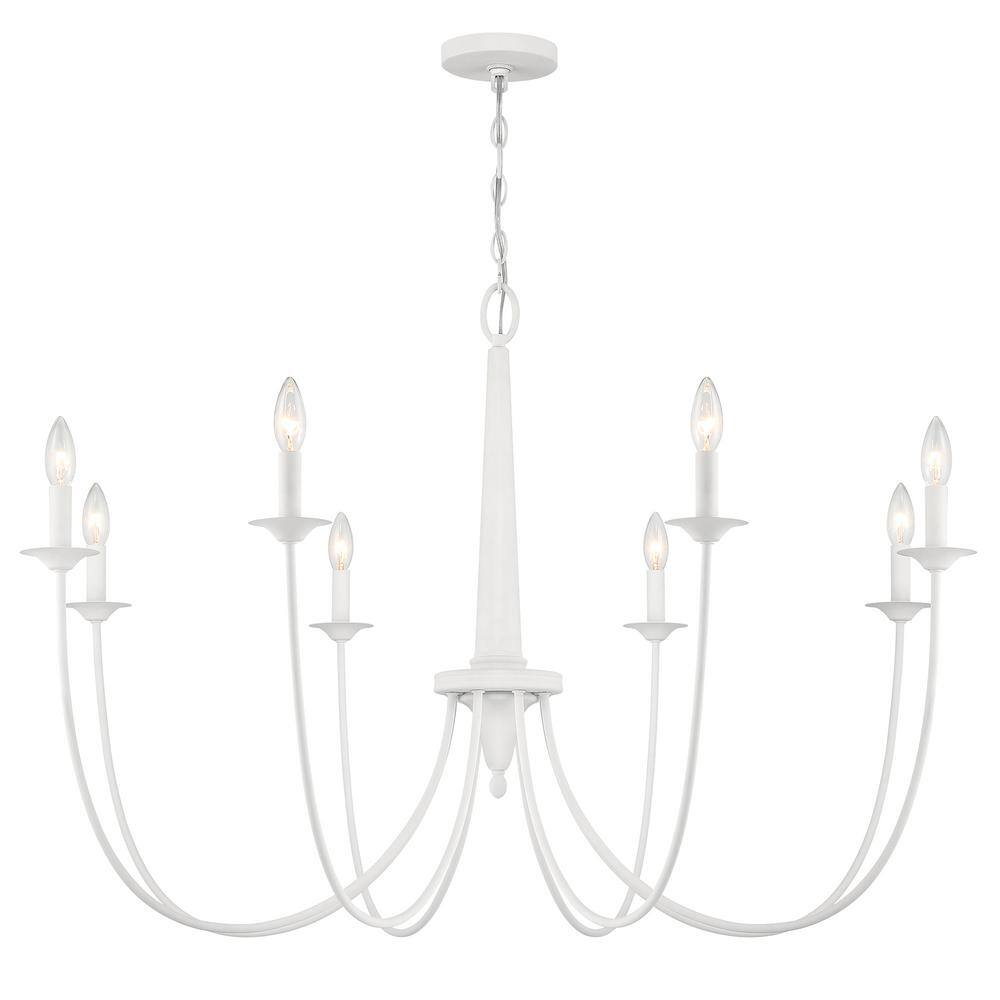Bisque White 8-Light Metal Candle Chandelier