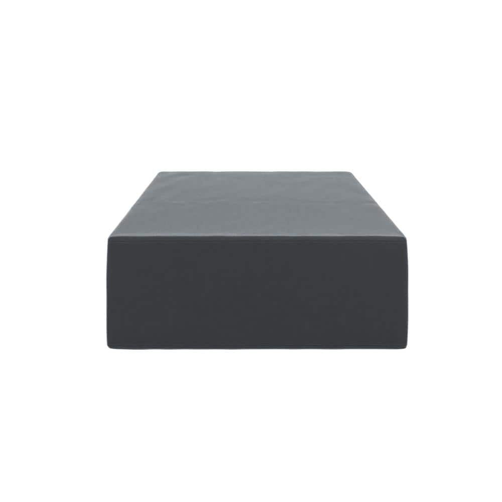 Medium Gray Velvet Rectangular Pouf Ottoman
