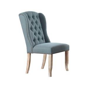 Hana Sea Blue Linen Parsons Chairs (Set of 2)
