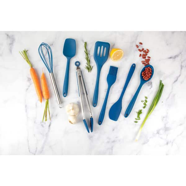 Smirly All Silicone Utensil Set in Blue Jay