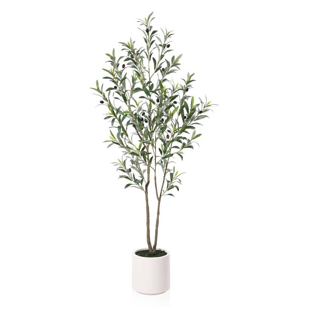 5 ft. Artificial Olive Trees, Large Olive Plants with White Planter