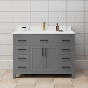 Beckett 48 in. W x 22 in. D x 35 in. H Single Sink Bathroom Vanity in Dark Gray with White Cultured Marble Top