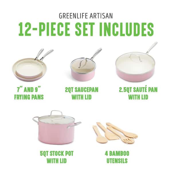 GreenPan Swift Healthy Ceramic Nonstick, 12 Piece Cookware Pots
