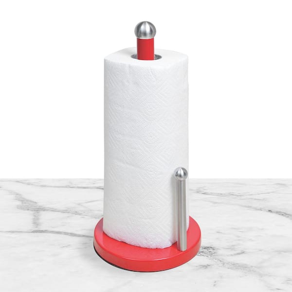 MINLUFUL Vintage Paper Towel Holder Stand - Cast Iron Kitchen Countertop  Decor Roll Paper Towel Holder Dispenser, Easy Tear Paper Towel Holder, Red