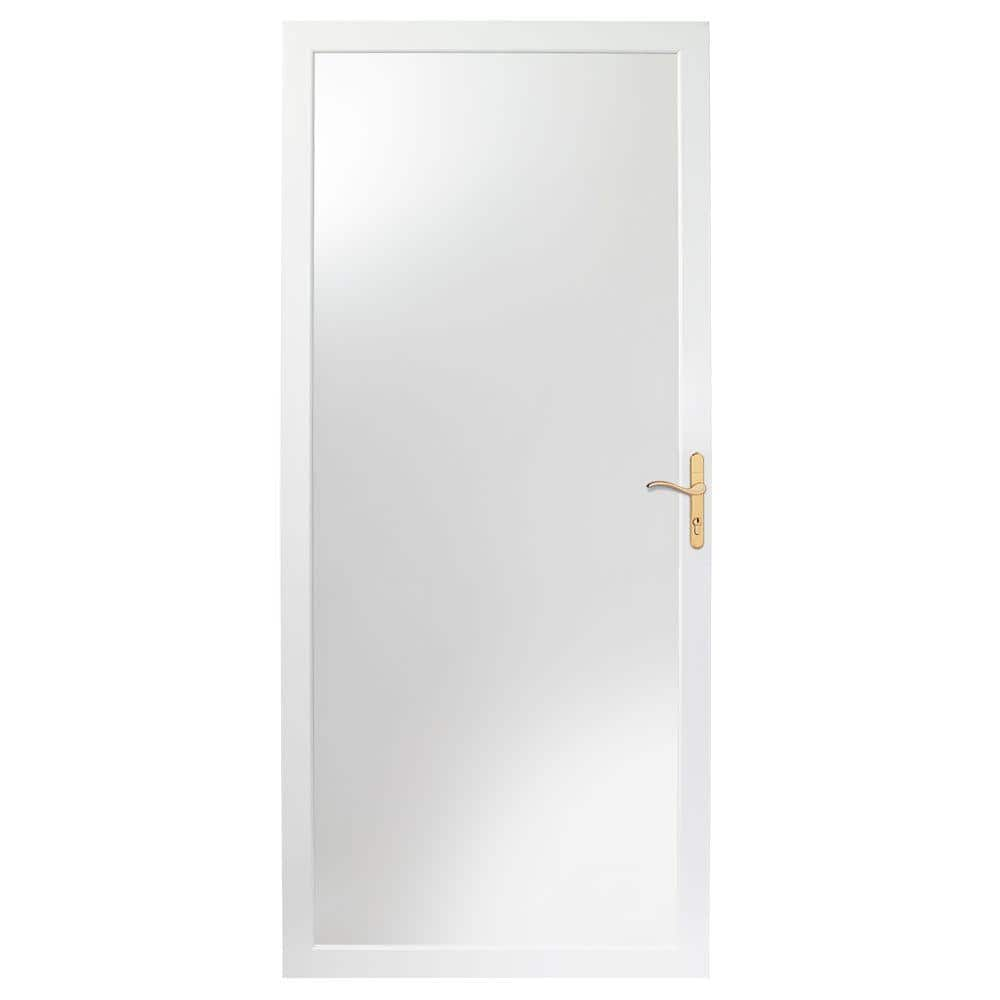 Andersen 30 in. x 80 in. 2000 Series White Universal Fullview Aluminum Storm Door with Brass Hardware