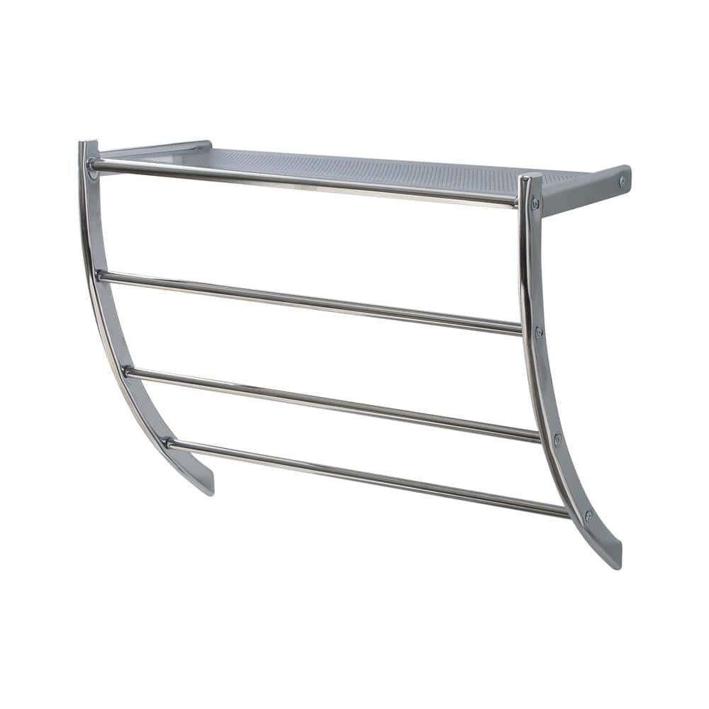 Chrome Wall Mounted Towel Rack with Shelf