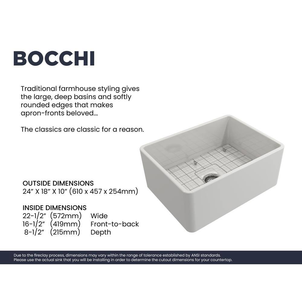 Classico White Fireclay 24" Farmhouse Apron Front Kitchen Sink