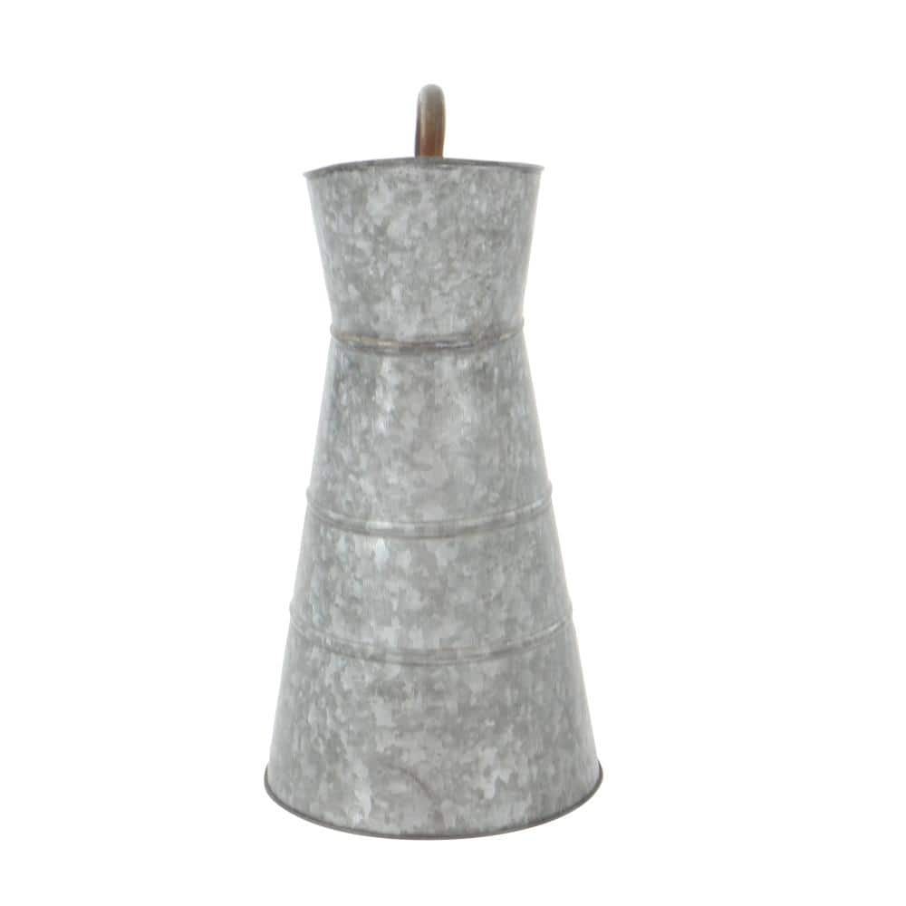 16" Gray Galvanized Metal Farmhouse Watering Jug Planter