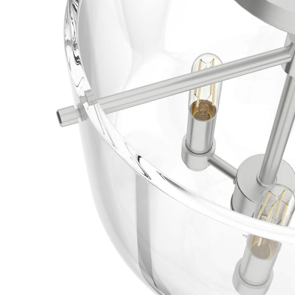 Sacha 11" Brushed Nickel and Glass Semi-Flush Mount Light