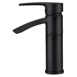 Ariana Single-Handle Single-Hole Bathroom Faucet with Swivel Spout in Matte Black