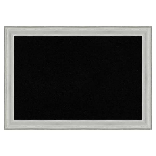 Amanti Art Bel Volta Silver Wood Framed Black Corkboard 27 in. W. x 19 in. Bulletin Board Memo Board