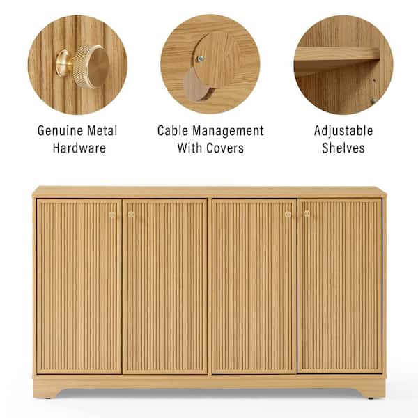 CROSLEY FURNITURE Naomi White Oak Wood Buffet CF4235-WO - The Home