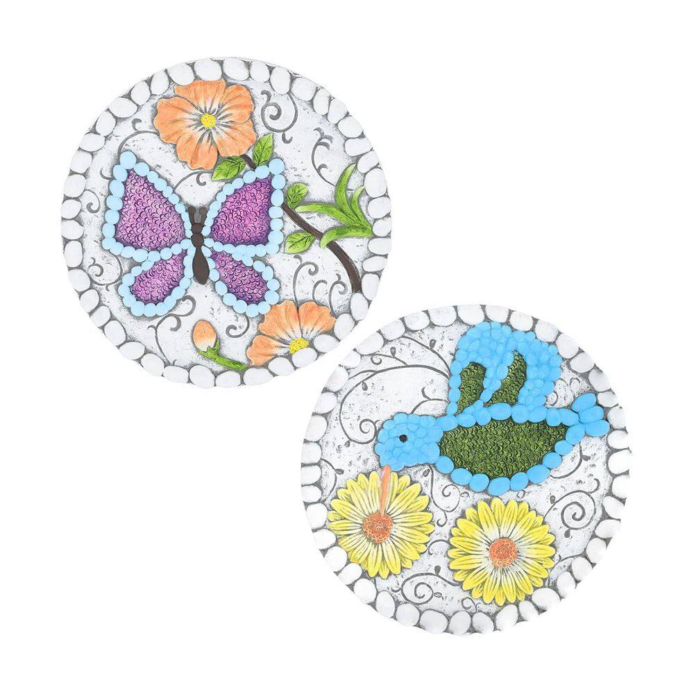 9.8 in. x 9.8 in. x 0.6 in. Round Colorful Finish Cement Box Garden Stepping Stones Landscaping 2-Pieces price history on PriceWatchPro