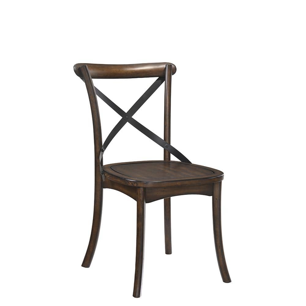Dark Oak and Black Cross Back Dining Side Chair Set