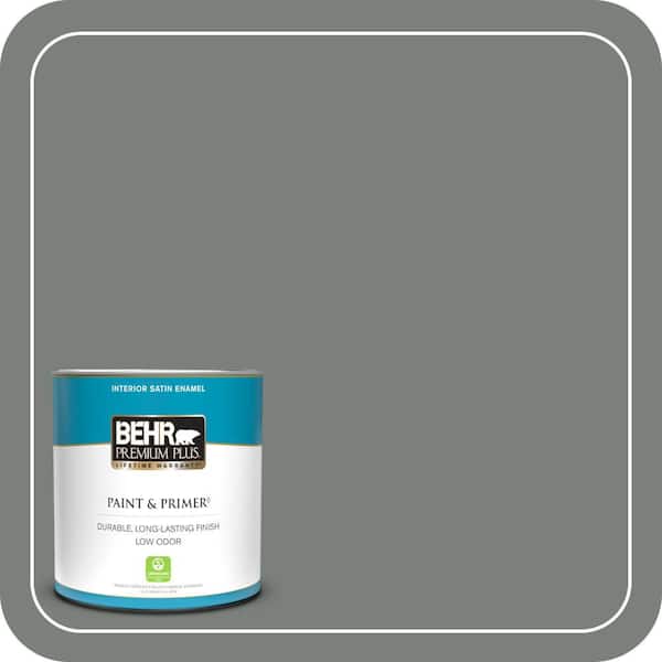 BEHR PREMIUM PLUS 1 qt. #MQ6-20 Coastal Storm Satin Enamel Low Odor Interior Paint & Primer
