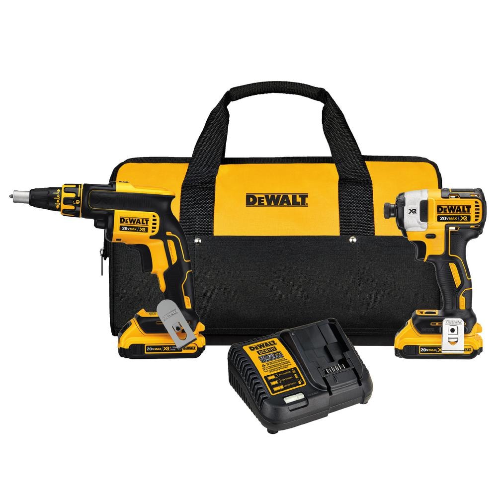 DEWALT - Kit 2 outils XR 18V 2Ah Li-Ion : Perceuse visseuse Compact  Brushless + Gonfleur - DCK2067D2T-QW