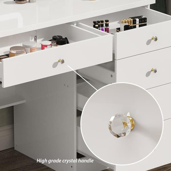 FUFU&GAGA 5-Drawers White Makeup Vanity Sets Dressing Table FUFU&GAGA 5-Drawers White Makeup Vanity Sets Dressing Table