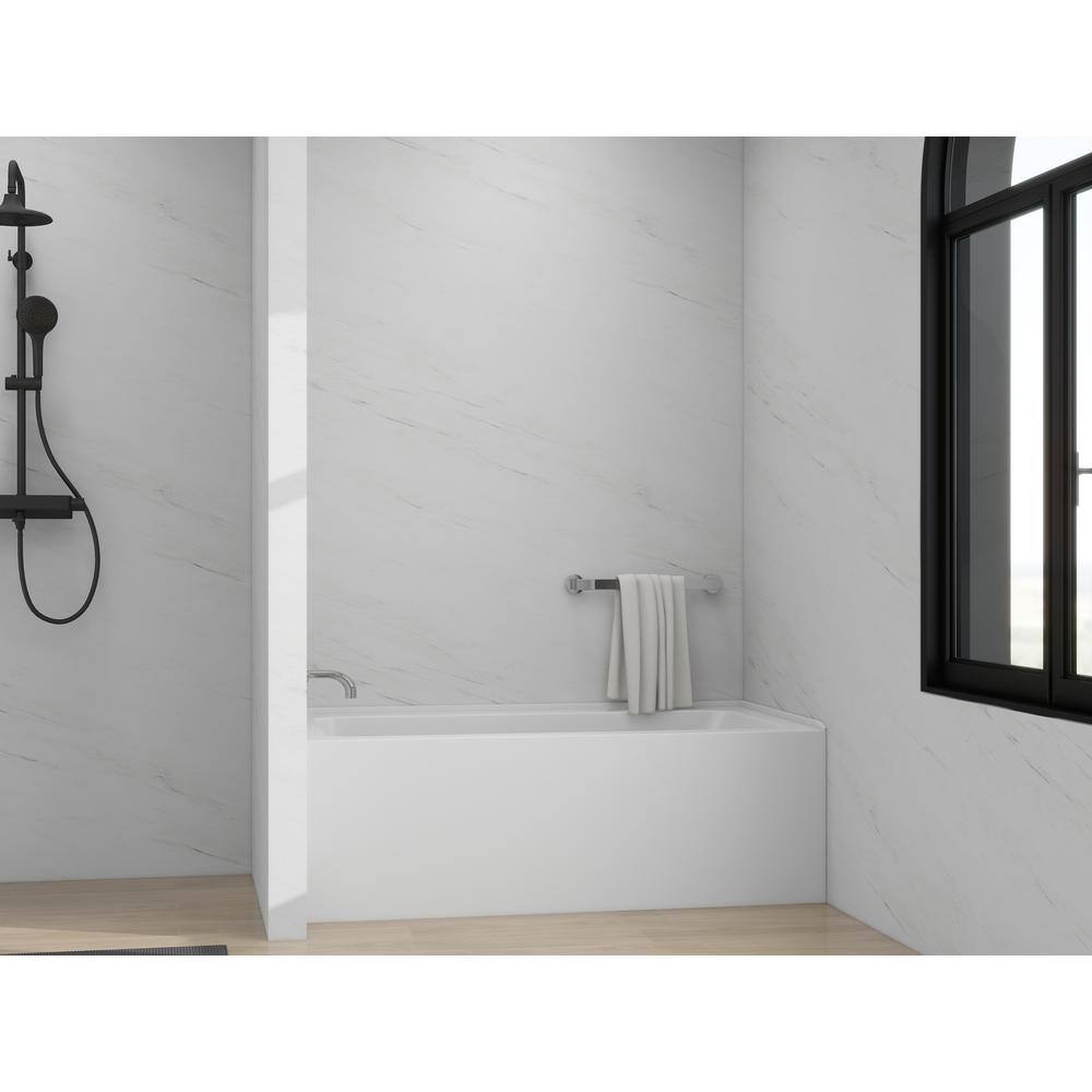 White Acrylic Alcove Skirt Bathtub with Left Drain