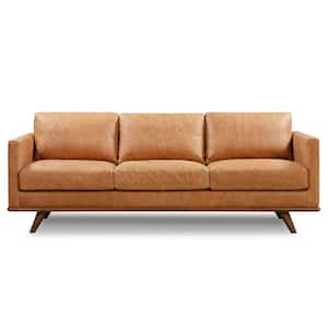 Nolita 85 in. Square Arm 3-Seater Sofa in Cognac Tan