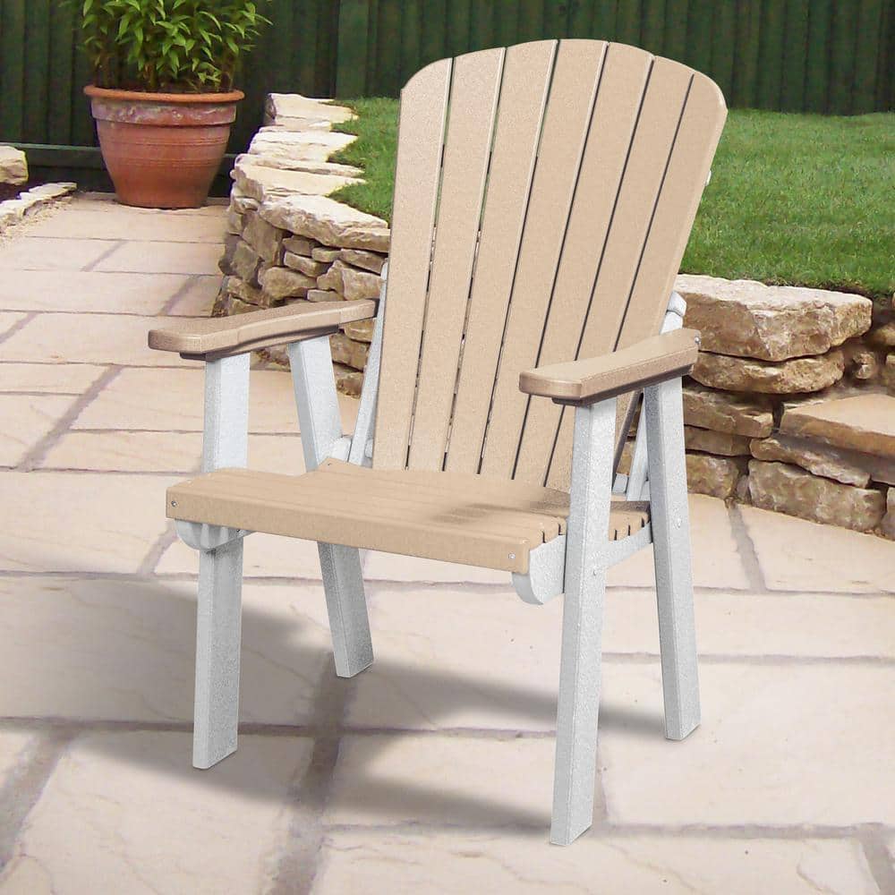 Weatherwood & White Fan Back Adirondack Chair with Stainless Steel Hardware