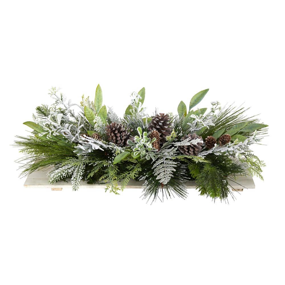 26 in. Unlit Holiday Flocked Winter Christmas Artificial Arrangement Cutting Board Wall Decor or Table Arrangement price history on PriceWatchPro
