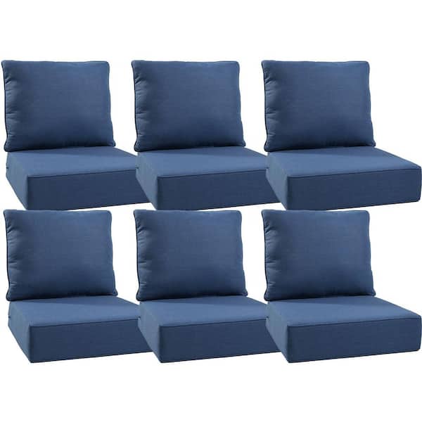 22 in. W x 24 in. D x 6 in. T 12-Piece Water and Fade Resistant Outdoor Lounge Chair Replacement Cushion Set in Blue