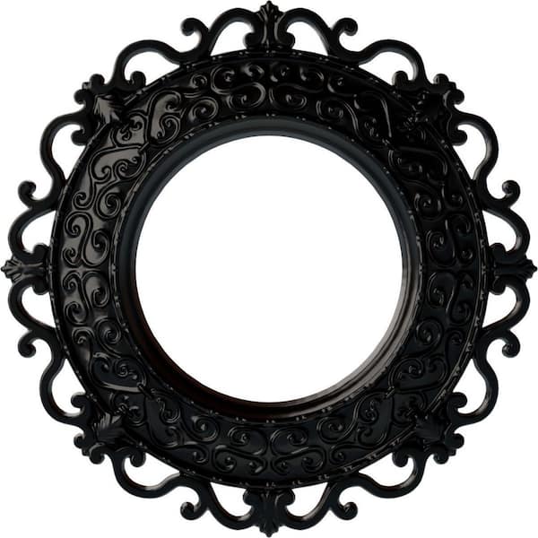 Ekena Millwork 1-1/8" x 13-1/4" x 13-1/4" Polyurethane Orrington Ceiling Medallion, Hand-Painted Jet Black