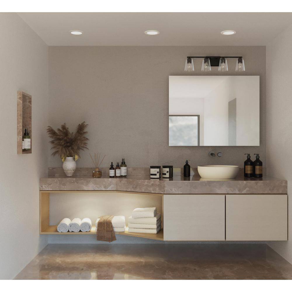 Vertex Matte Black Dimmable Four-Light Bath Fixture