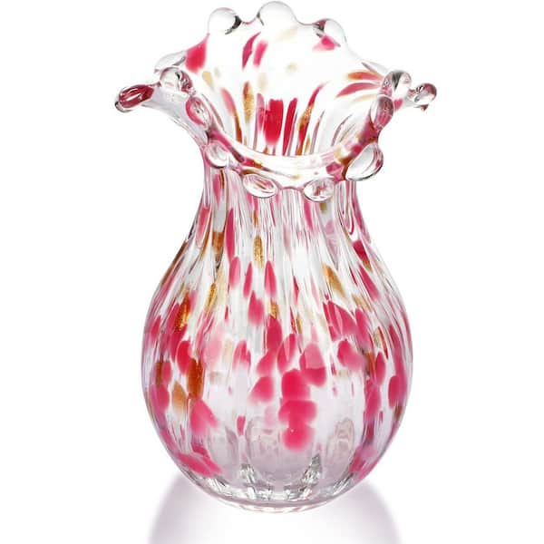 Unbranded 8 in. Pink Glass Bottle Decorative Vase