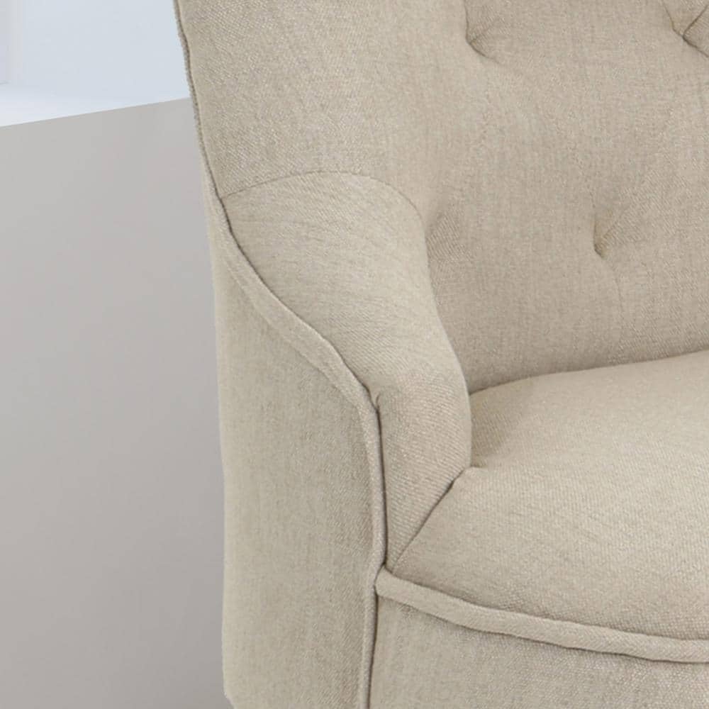 Light Brown Tufted Fabric Swivel Desk Chair with Chrome Base