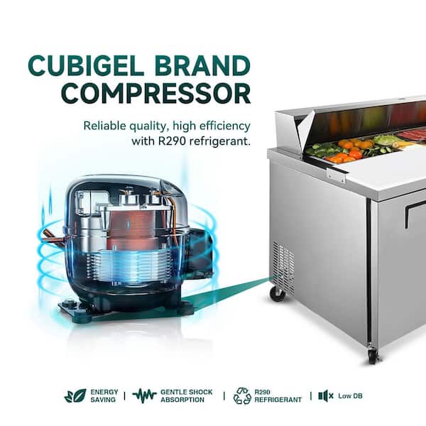 72 in. 22 cu. ft. Commercial Refrigerator with Salad&Sandwich Prep Table in Silver