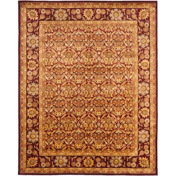 Antiquity 10 ft. x 14 ft. Wine/Gold Border Floral Geometric Area Rug