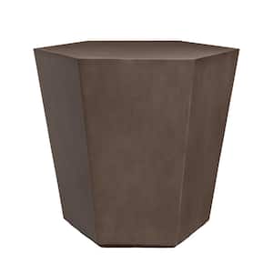 24 in. Dark Brown Hexagon Magnesium Oxide Concrete Outdoor Patio Coffee Table, Side Table