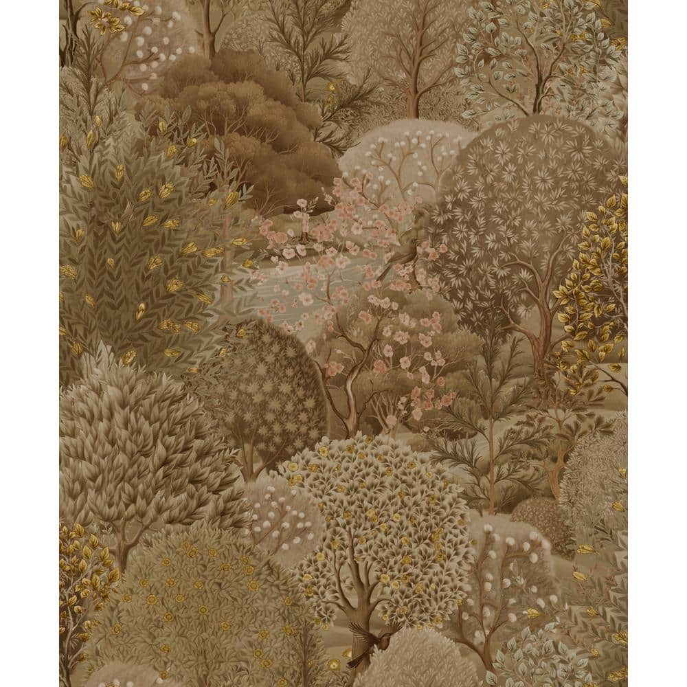 Enchanted Brown Textured Landscape Wallpaper Double Roll