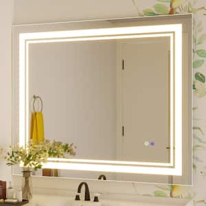 48 in. W x 40 in. H Large Rectangular Frameless Anti-Fog LED Lighted Wall Bathroom Vanity Mirror
