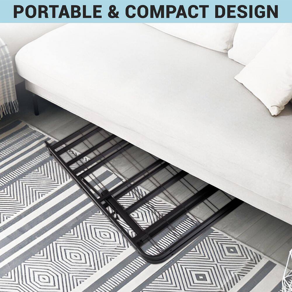 idealBase 14" Foldable Metal Platform Bed Frame - Mattress Foundation - Box Spring Replacement by Naomi Home-Bed Size:Twin,Color:Black
