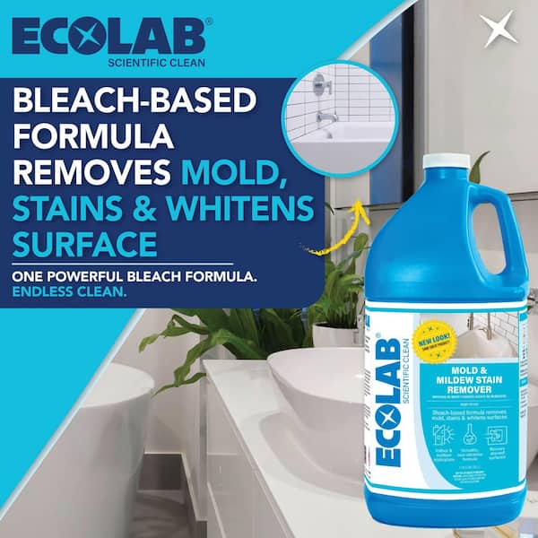 1 Gal. Mold and Mildew Stain Bleach Powered Remover, Scrub Free Formula for Bathroom, Kitchen, Pool, Patio