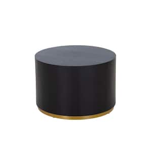 23 in. Black Round MDF Coffee Table side Table for Living Room