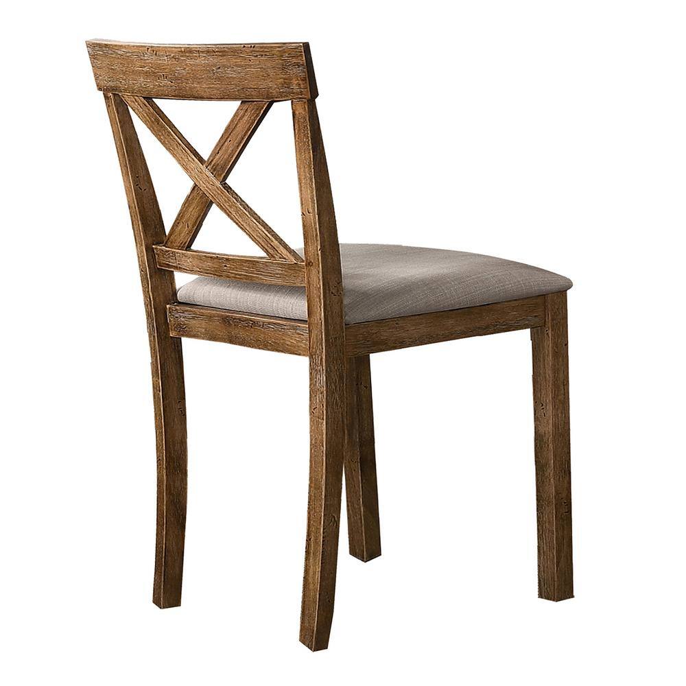 Beige Linen Upholstered Cross Back Side Chair