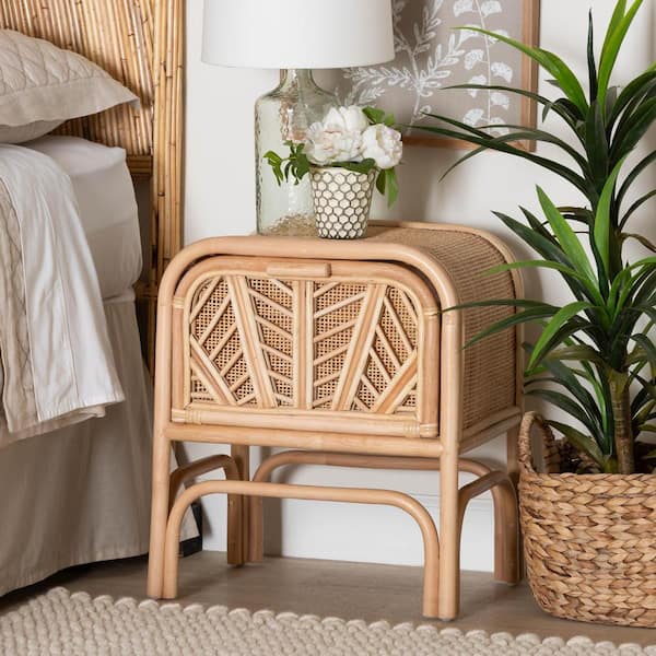 Carabella Natural Rattan 1-Drawer Nightstand
